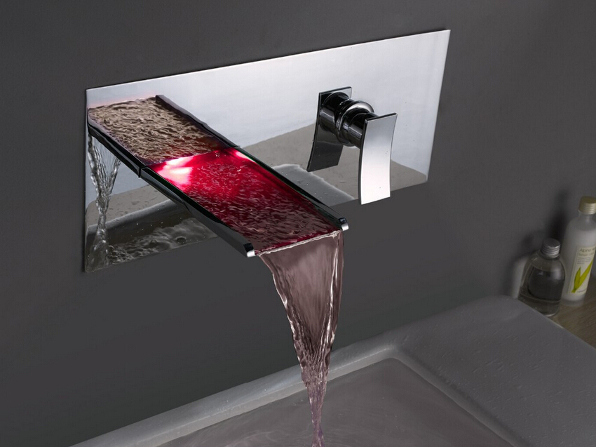 wall mounted waterfall bathroom sink faucets